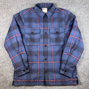 Fjallraven Ovik Lite Padded Shirt Mens L Blue Plaid Flannel Jacket Insulated